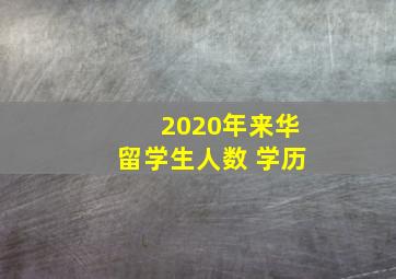 2020年来华留学生人数 学历